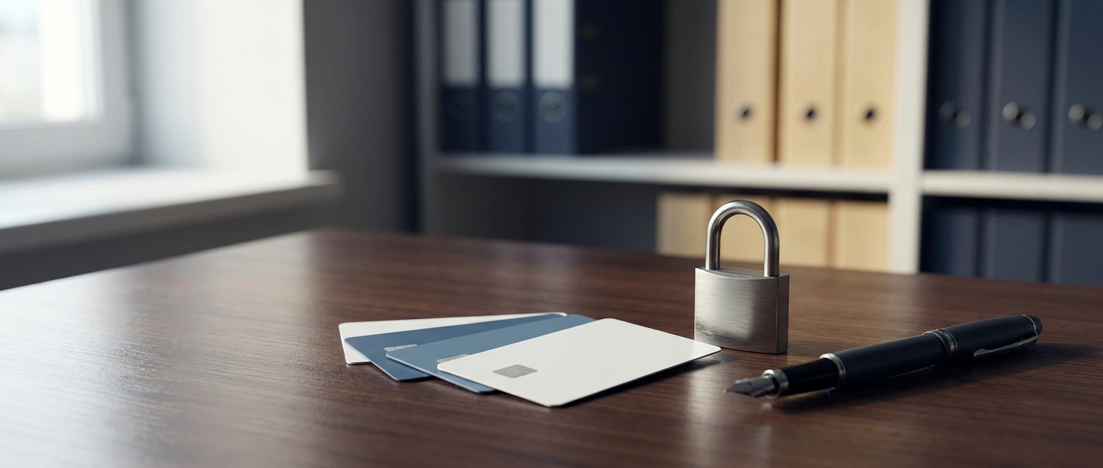 Credit Card Fraud Lawyer Credit Card Fraud Lawyer Concept Showing Blank Payment Cards And A Padlock On An Attorney'S Desk