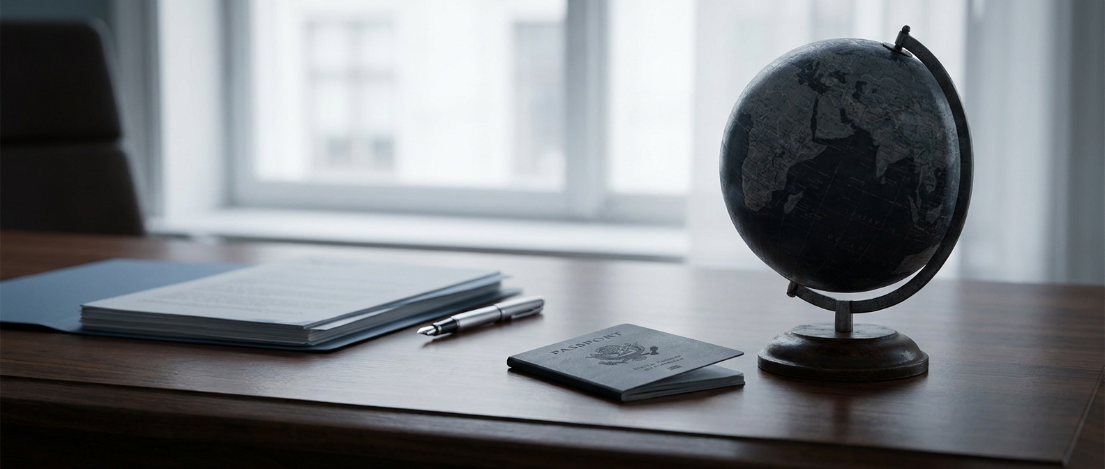 Extradition Lawyer A Globe And Passport On An Attorney'S Desk Representing Federal Extradition Defense