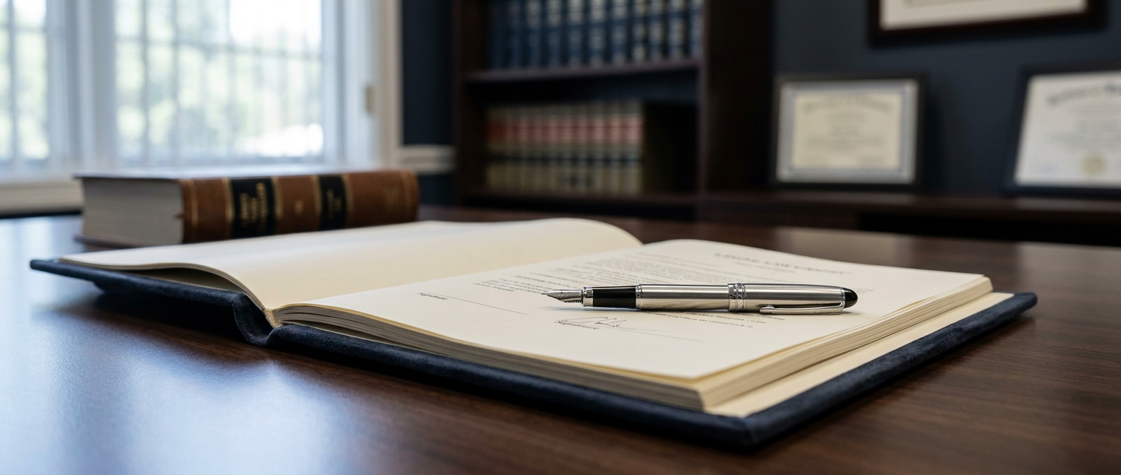 Federal Plea Agreement A Federal Plea Agreement Document And Pen On An Attorney'S Desk