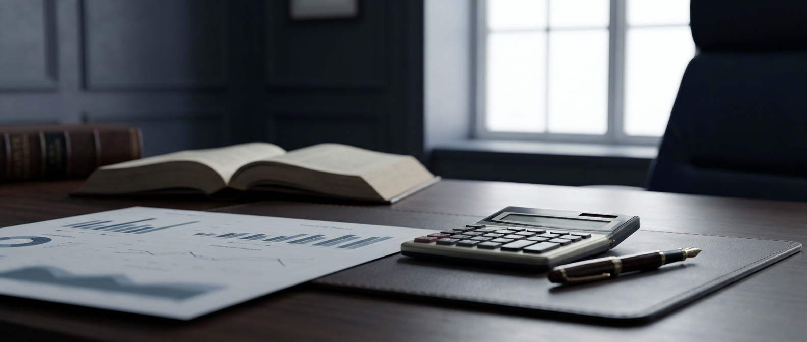 Federal Restitution A Financial Document And Calculator On An Attorney&Amp;Apos;S Desk Representing Federal Restitution