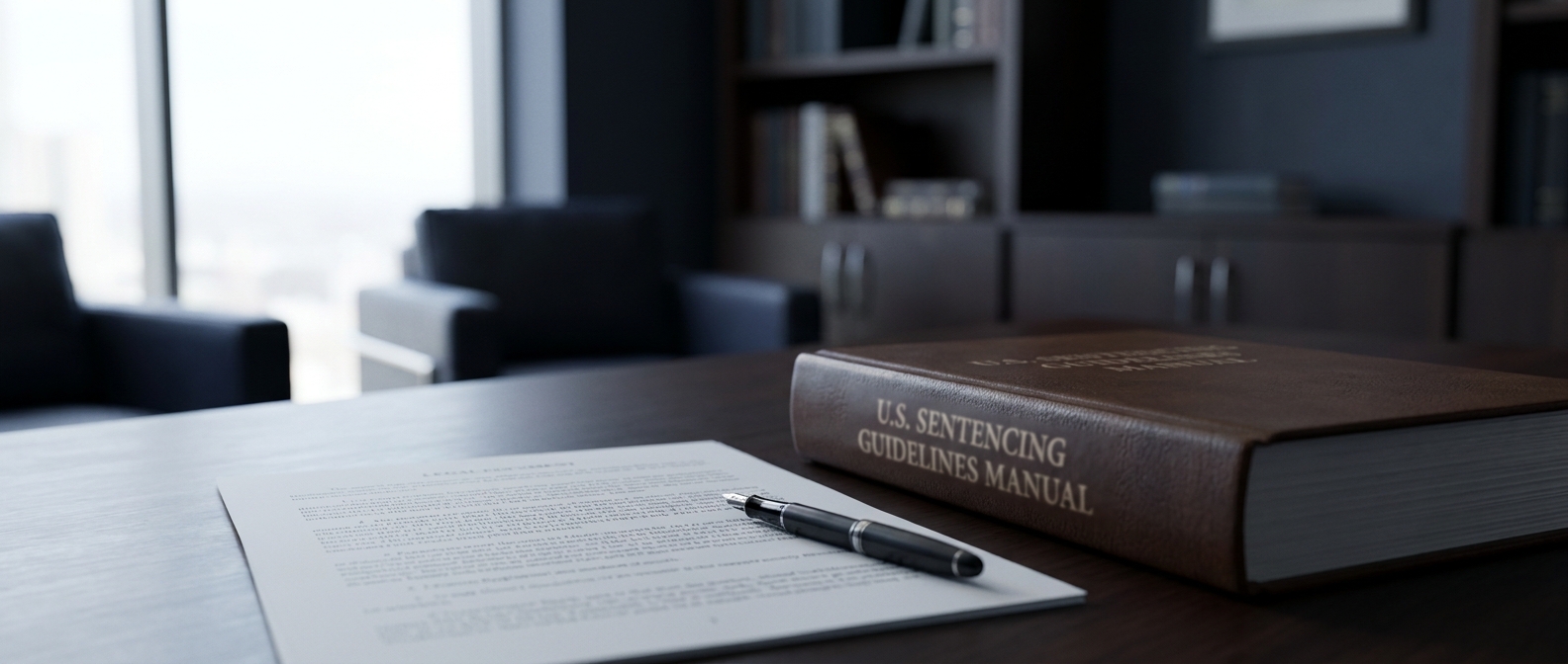 Federal Sentence Reduction The Sentencing Guidelines Manual And A Motion Document On An Attorney'S Desk Representing A Federal Sentence Reduction