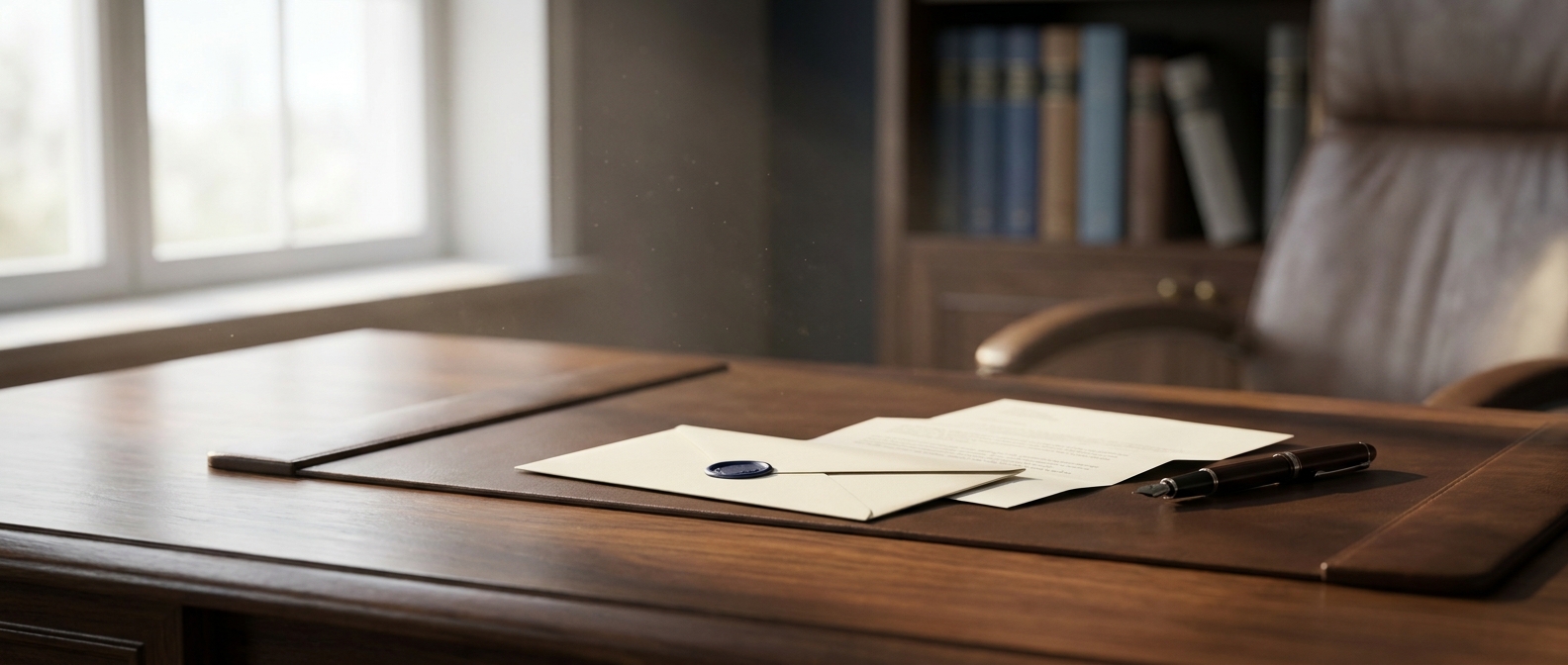 Federal Target Letter Federal Target Letter Concept Showing A Sealed Envelope And Letter On An Attorney'S Desk