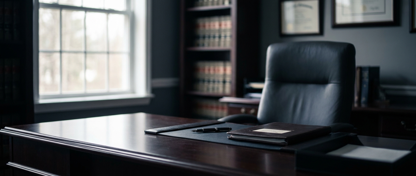 Ineffective Assistance Of Counsel An Empty Chair And Legal File On An Attorney'S Desk Representing An Ineffective Assistance Of Counsel Claim
