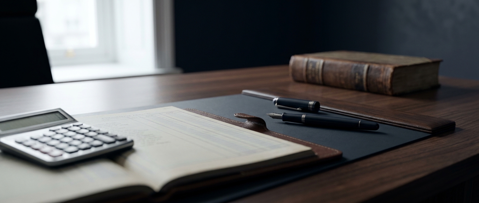 Loss Calculation A Financial Ledger And Calculator On An Attorney'S Desk Representing Loss Calculation In Federal Fraud Sentencing