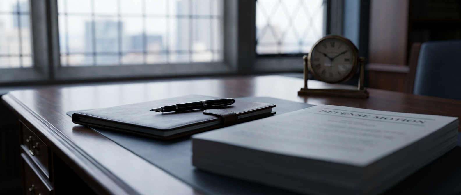 Rule 35 Motion A Legal Motion Document And Clock On An Attorney'S Desk Representing A Rule 35 Sentence Reduction